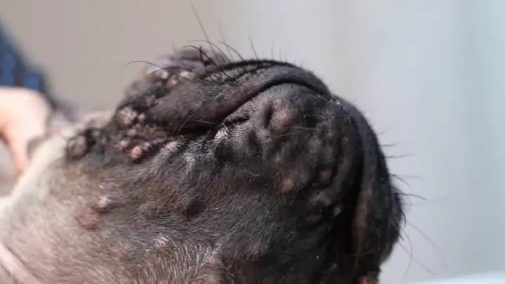 picture of suspected Folliculitis on a dog's chin